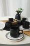 Hermia Juego de tazas de café Blanco y Negro (12 piezas)